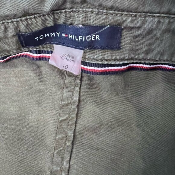 Tommy Hilfiger Utility Dress 10 Army Green Short Sleeve Drawstring Waist TENCEL - Picture 14 of 16